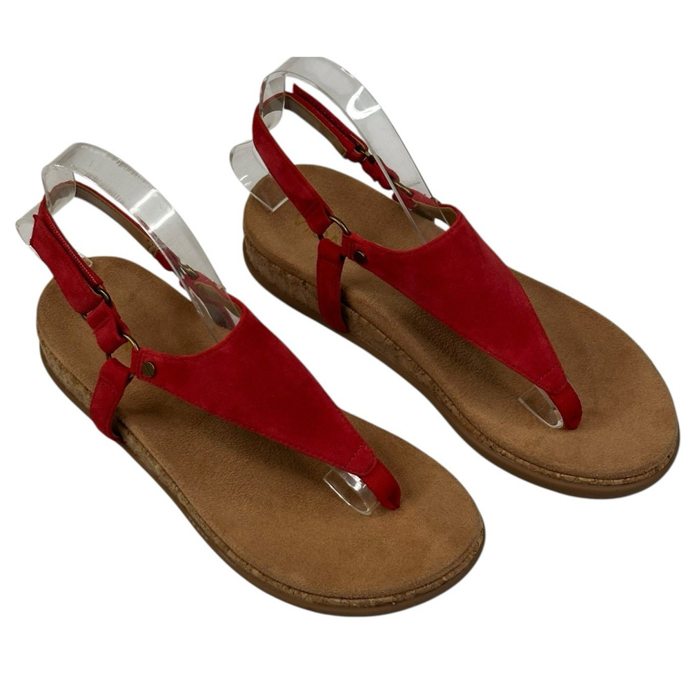 Vionic Kirra II Womens Toe Post Slingback Red Suede Sandals Size 7.5 New $125